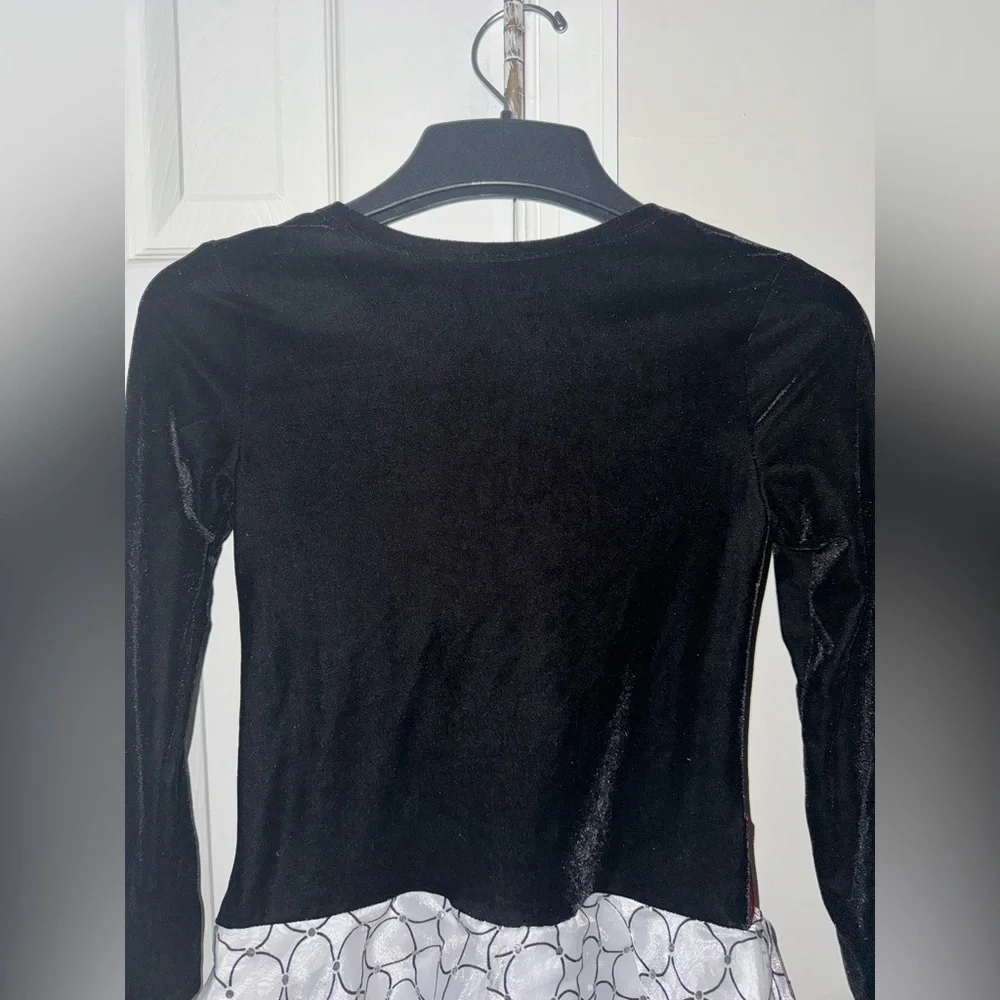Bonnie Jean Black and White Dance Costume with Red Accent